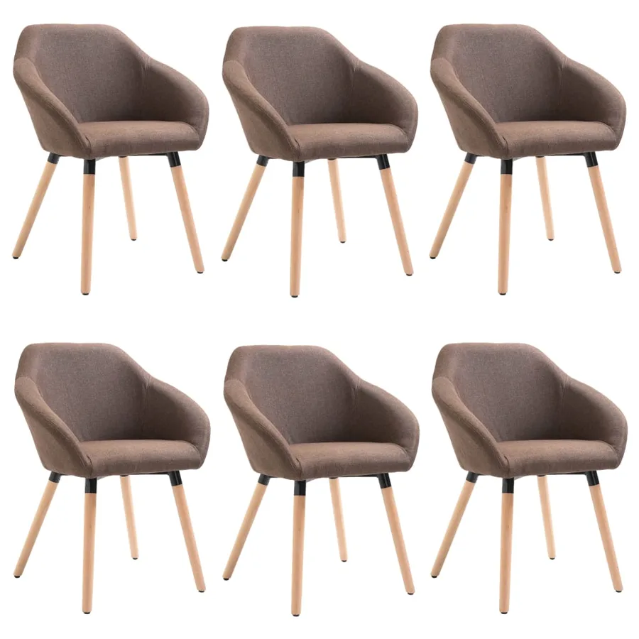 Chaises à manger lot de 6 marron tissu - 2