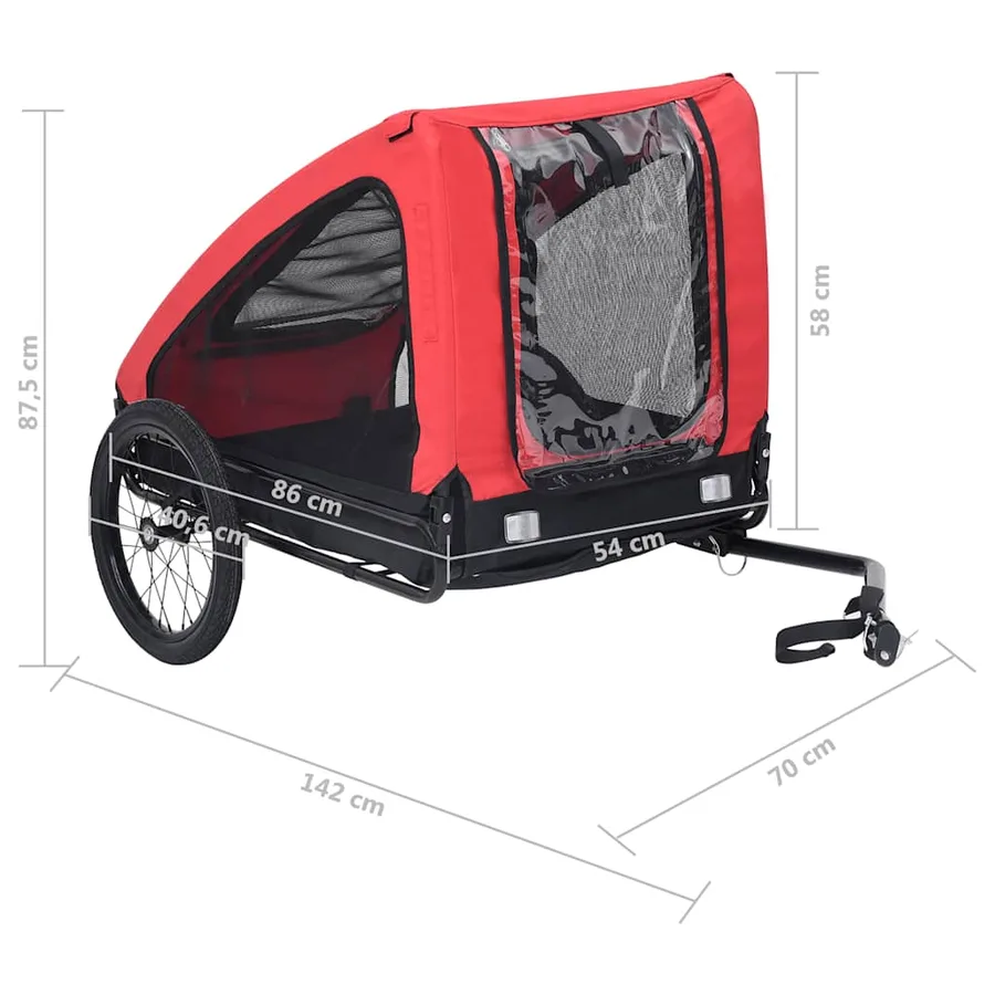 Remorque de vélo pour animaux de compagnie rouge et noir - 10