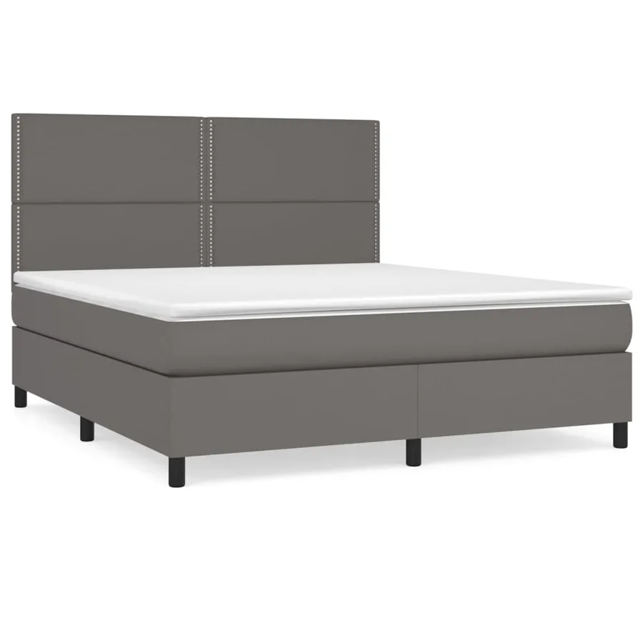 Sommier à lattes de lit avec matelas Gris 180x200 cm Similicuir - 2