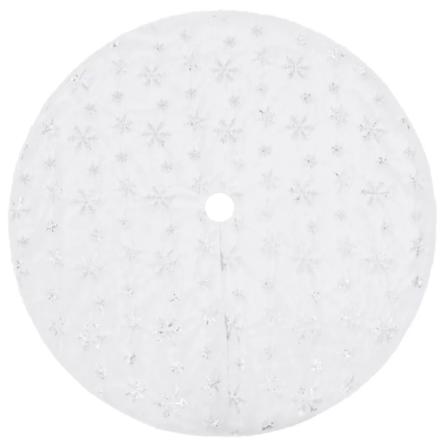 Jupe de sapin de Noël de luxe blanche 150 cm en fausse fourrure - 2