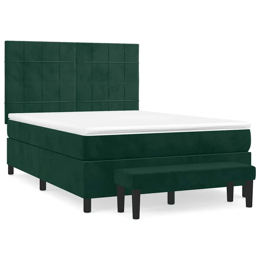 Sommier à lattes de lit et matelas Vert foncé 140x190cm Velours - 2
