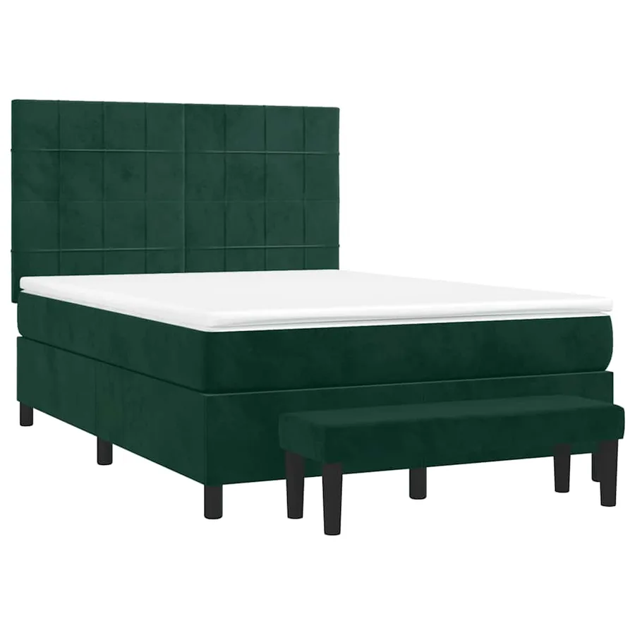 Sommier à lattes de lit et matelas Vert foncé 140x190cm Velours - 3
