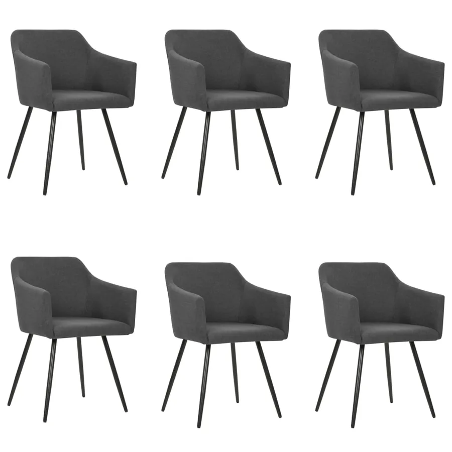 Chaises à manger lot de 6 gris foncé tissu