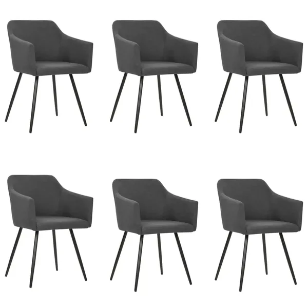 Chaises à manger lot de 6 gris foncé tissu
