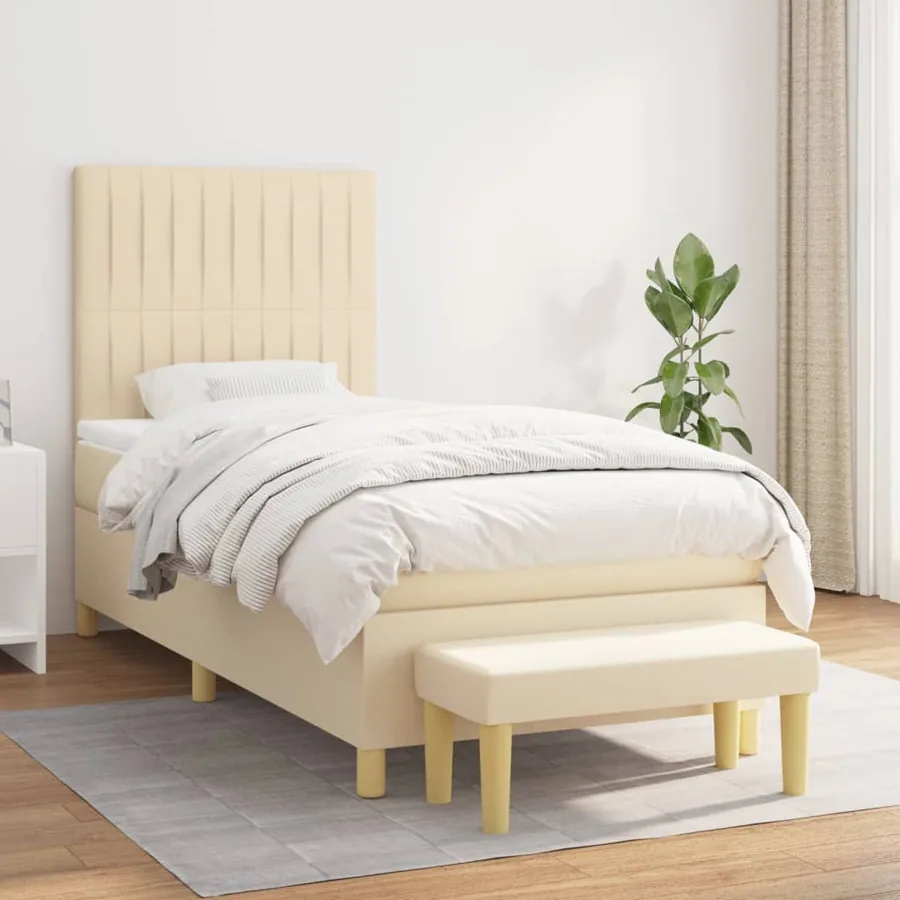 Sommier à lattes de lit avec matelas Crème 80x200 cm Tissu