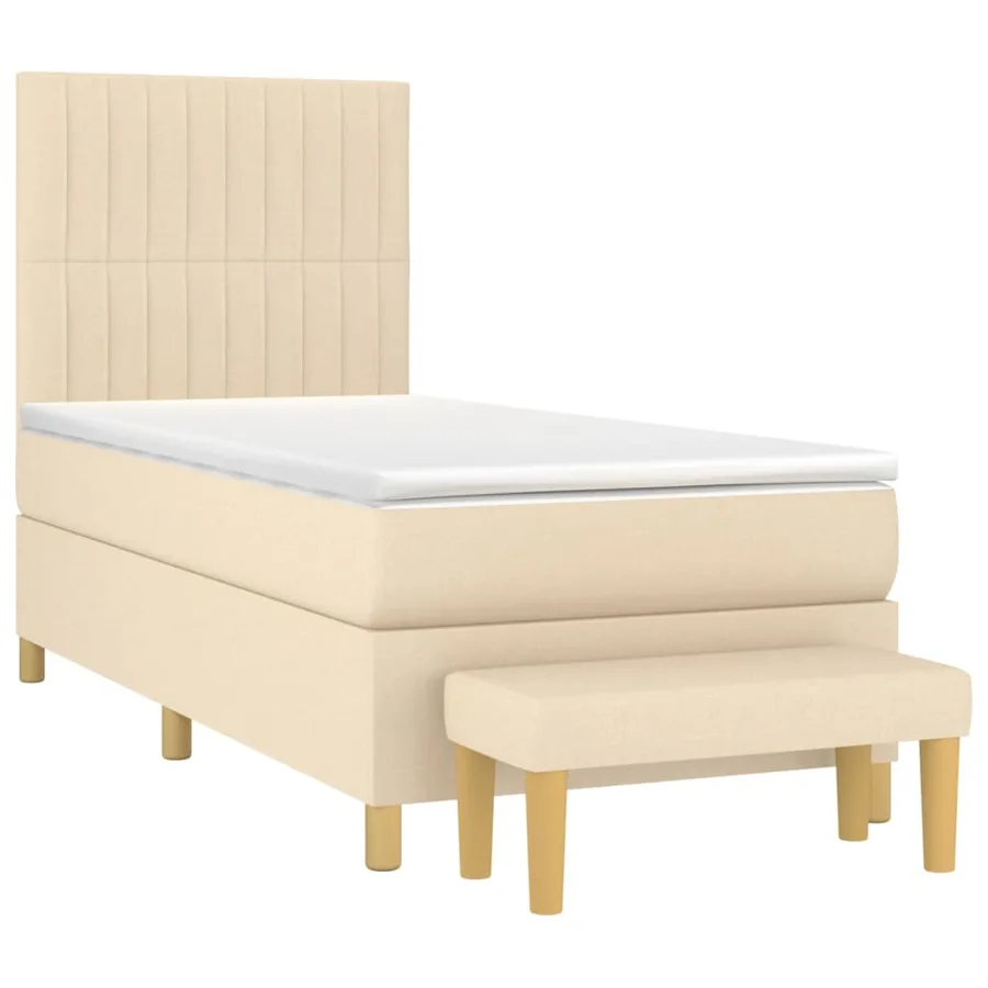 Sommier à lattes de lit avec matelas Crème 80x200 cm Tissu - 3