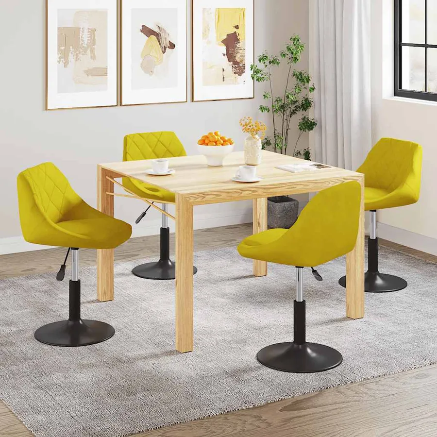 Chaises à manger pivotantes lot de 4 jaune moutarde velours