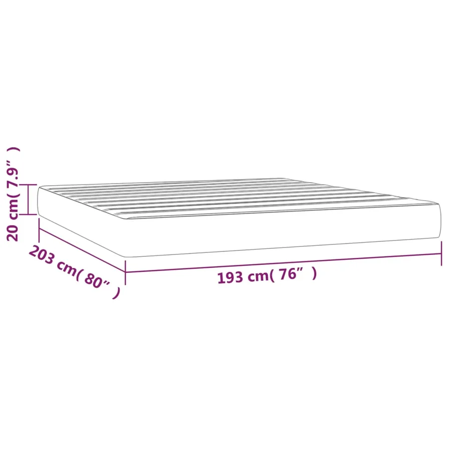 Matelas de lit à ressorts ensachés fermeté moyenne 193x203x20 cm tissu - 7