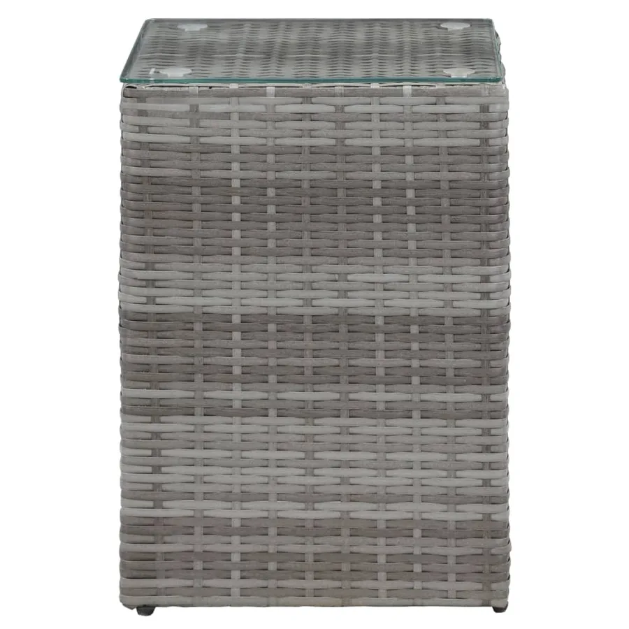 Table d'appoint à dessus en verre Gris 35x35x52 cm Poly rotin - 2