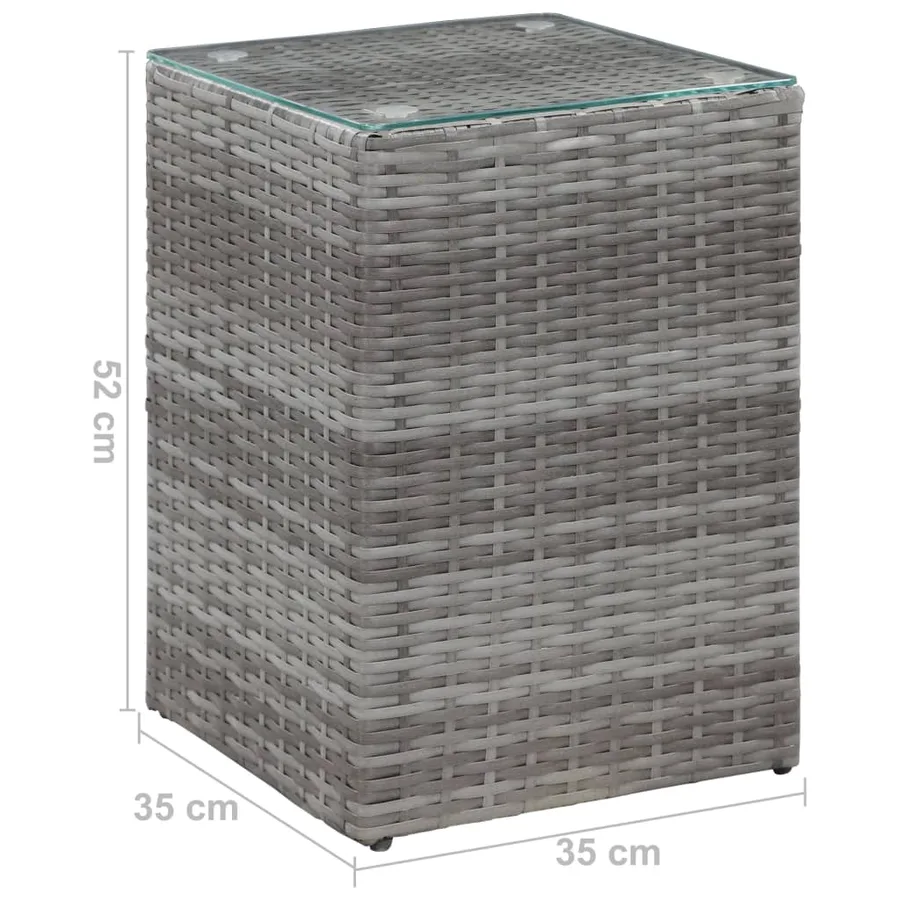 Table d'appoint à dessus en verre Gris 35x35x52 cm Poly rotin - 5