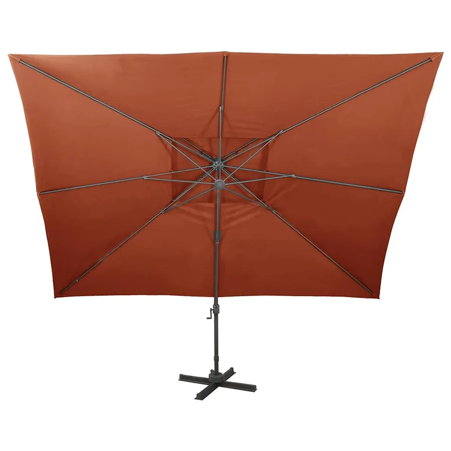 Parasol de jardin déporté avec double plateau en terre cuite 400 x 300 cm - 3