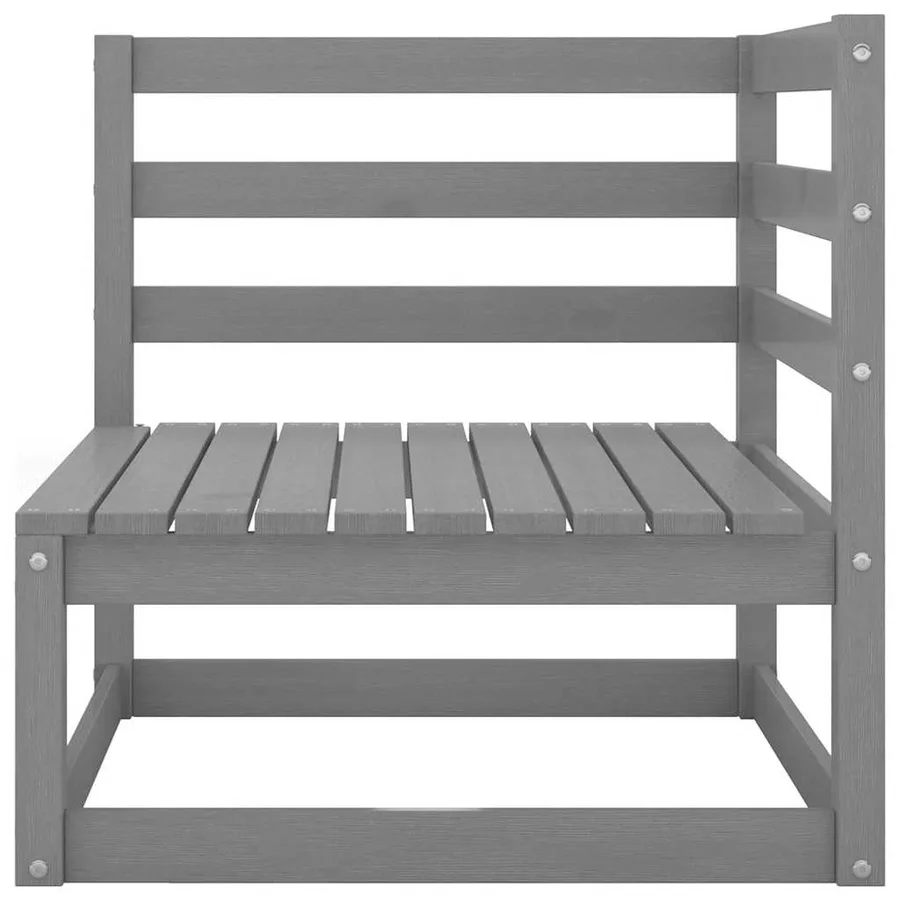 Salon de jardin 5 pcs gris bois de pin massif - 5