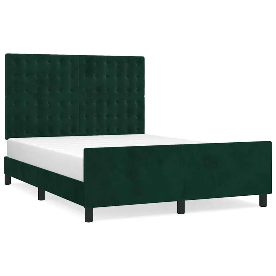 Cadre de lit sans matelas vert foncé 140x200 cm velours - 2