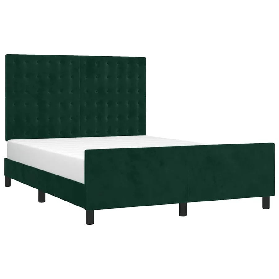 Cadre de lit sans matelas vert foncé 140x200 cm velours - 3