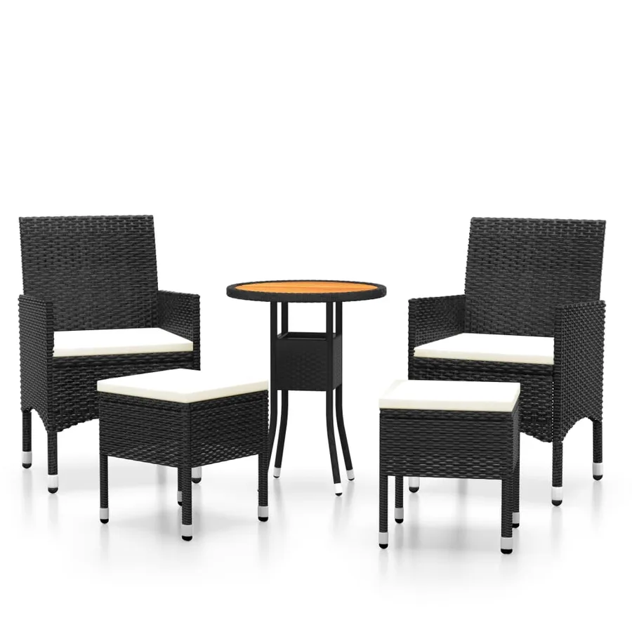 Salon de jardin 5 pcs Résine tressée Noir - 2
