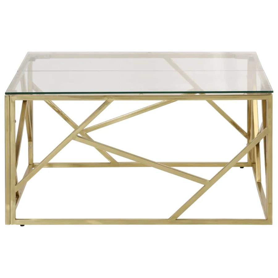 Table basse doré acier inoxydable et verre trempé - 3