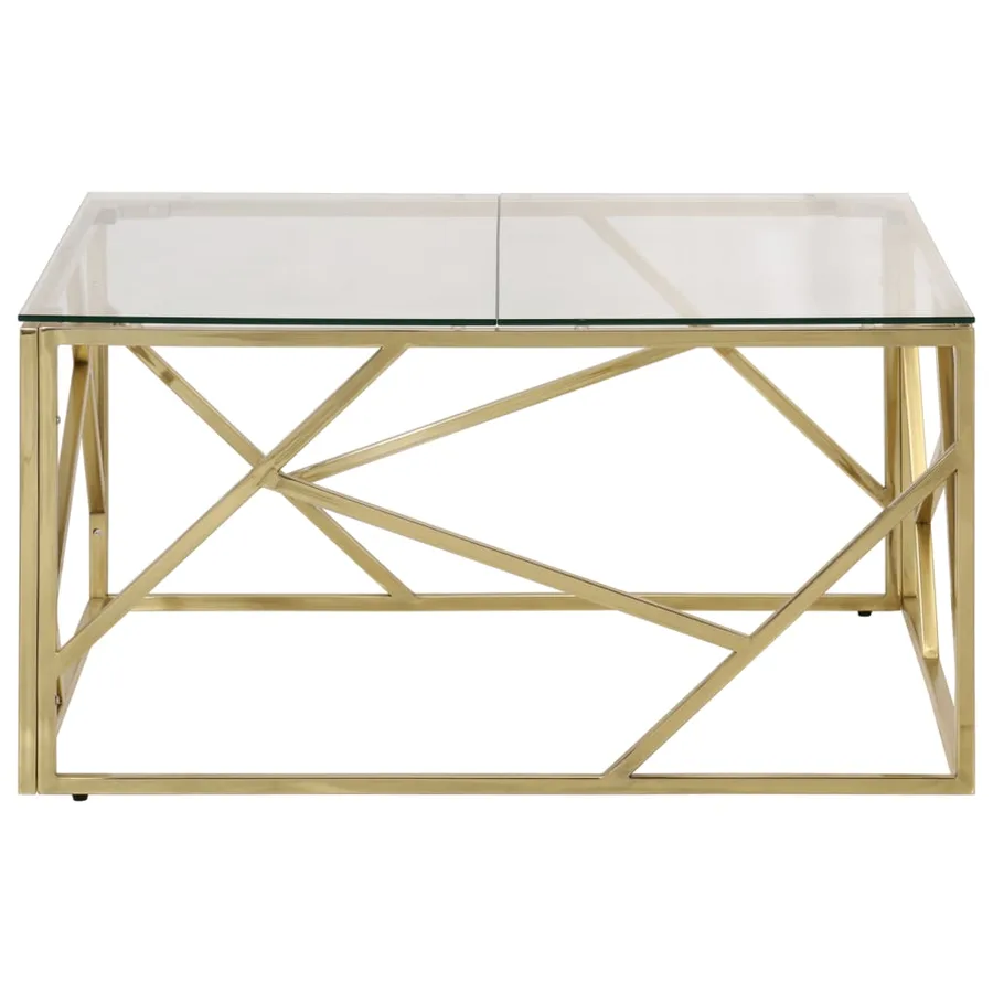 Table basse doré acier inoxydable et verre trempé - 4