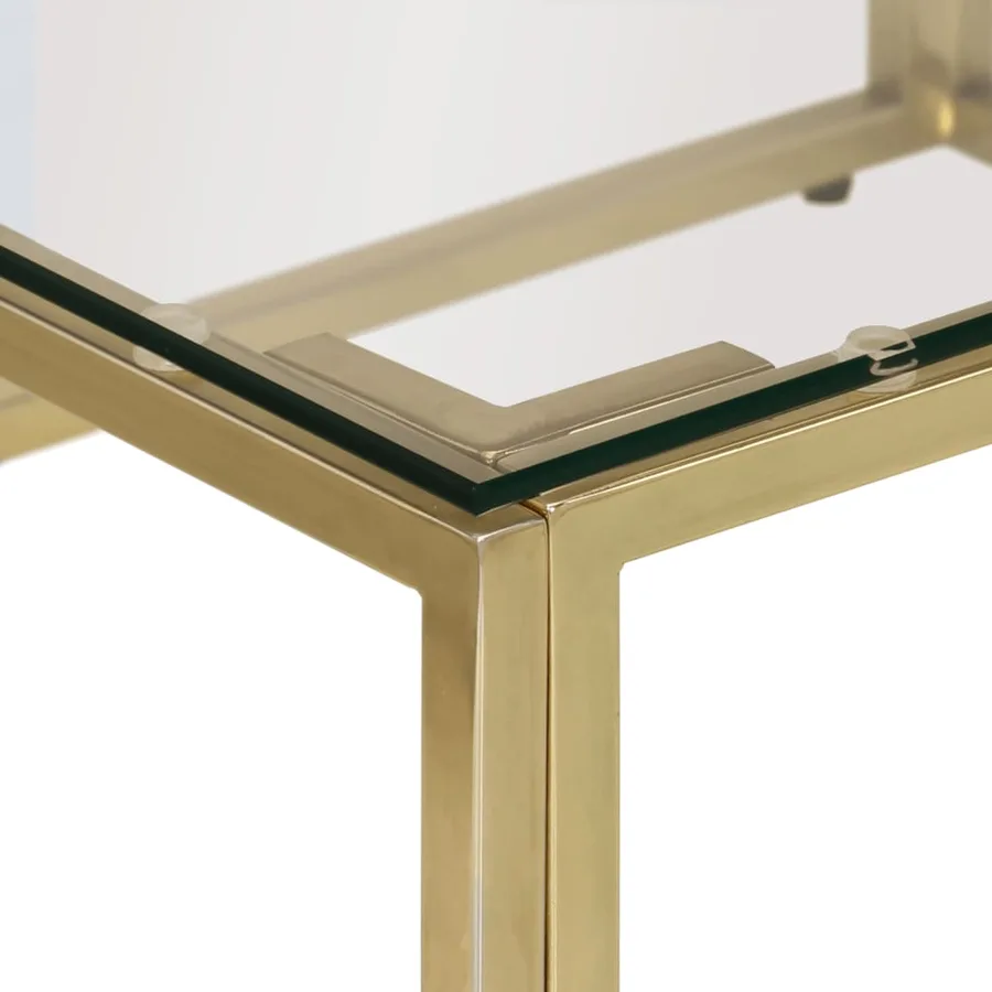 Table basse doré acier inoxydable et verre trempé - 5