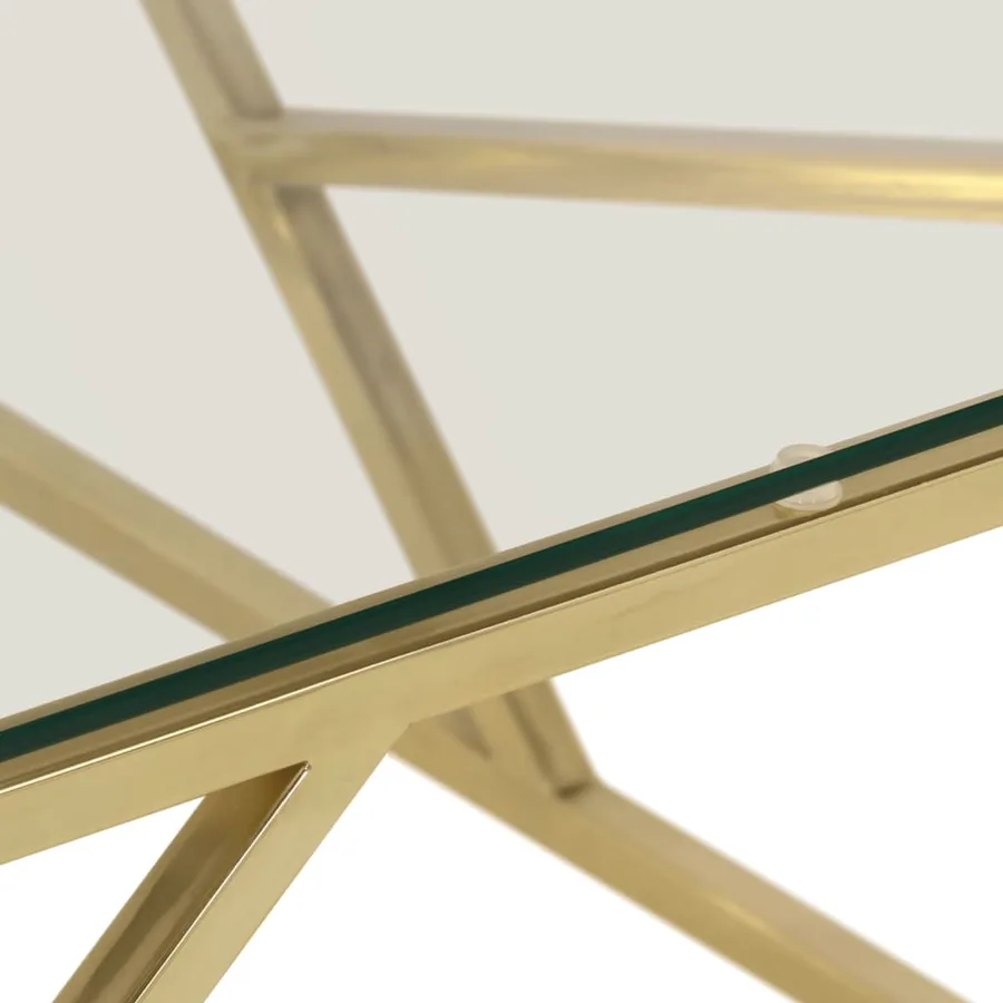 Table basse doré acier inoxydable et verre trempé - 7