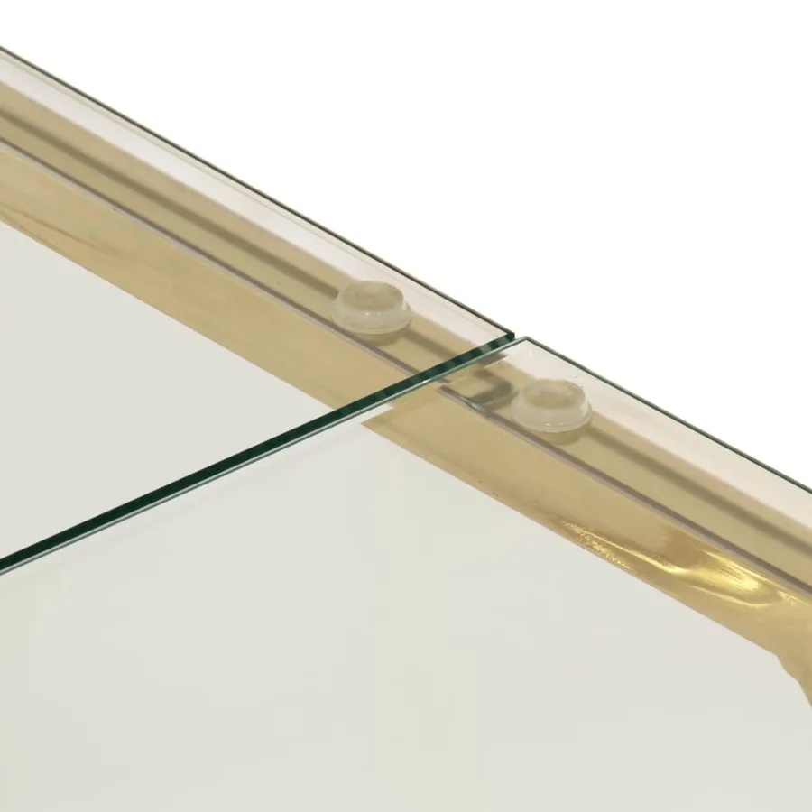 Table basse doré acier inoxydable et verre trempé - 8