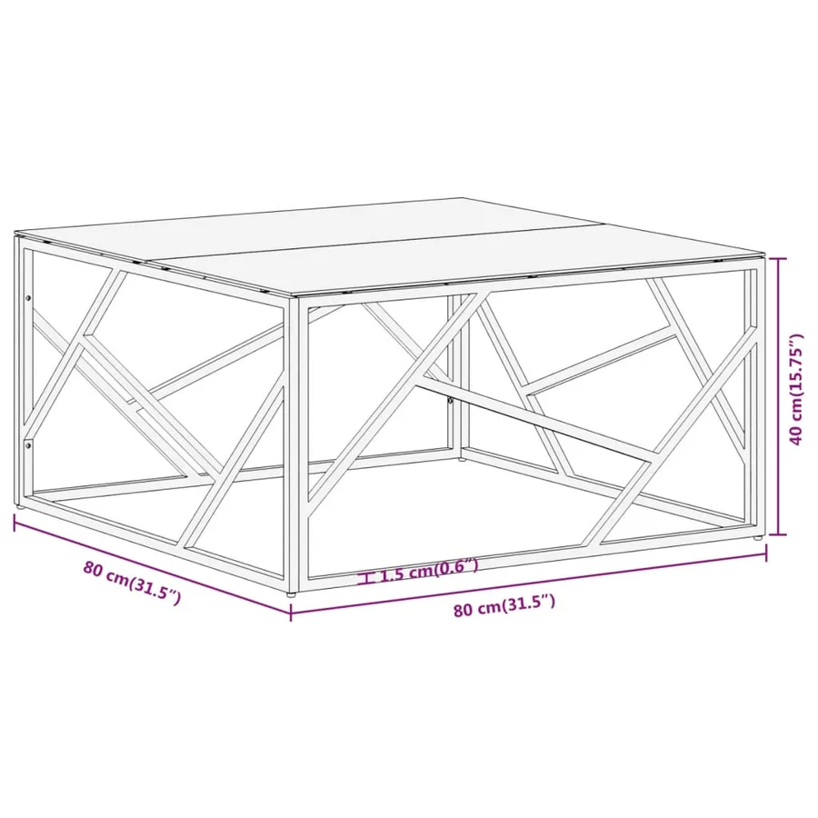 Table basse doré acier inoxydable et verre trempé - 9