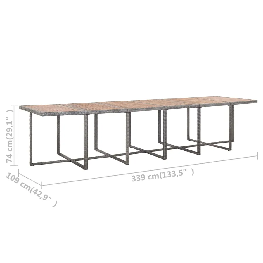 Ensemble de salle à manger d'extérieur et coussins 17 pcs Gris - 13