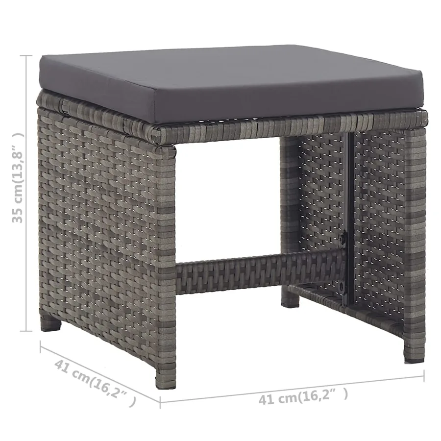 Ensemble de salle à manger d'extérieur et coussins 17 pcs Gris - 15