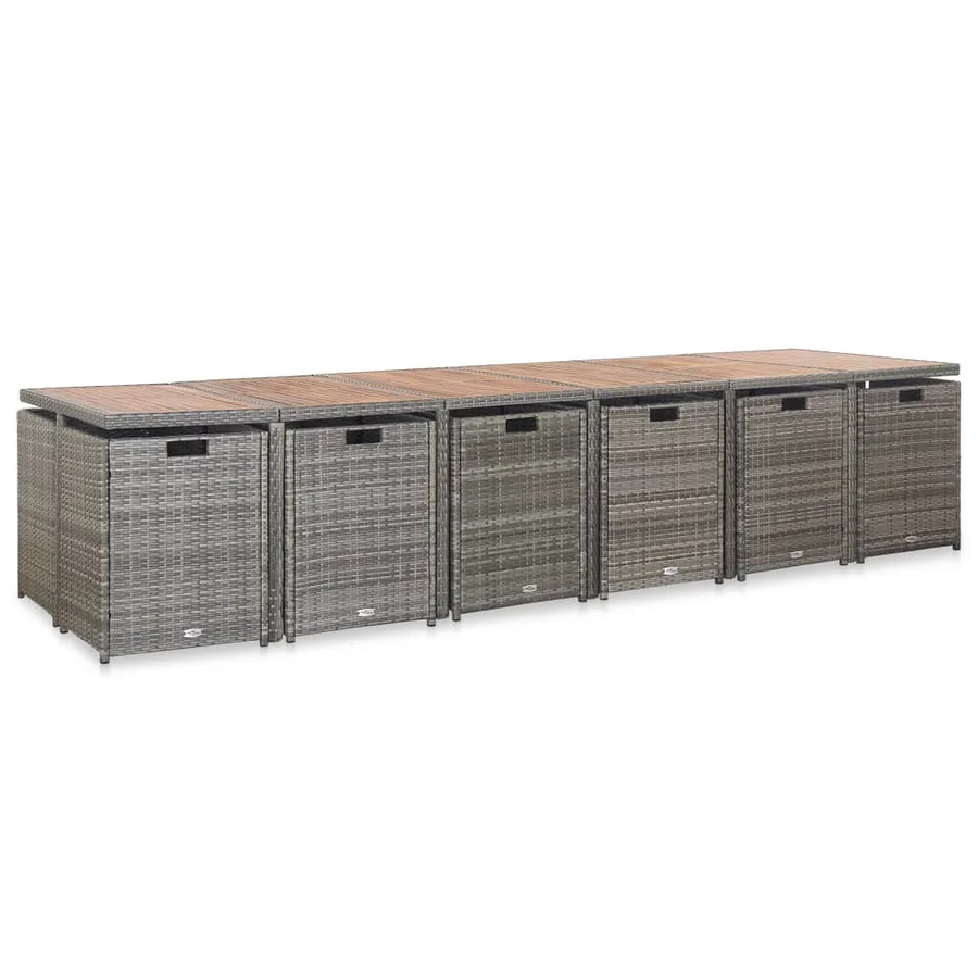 Ensemble de salle à manger d'extérieur et coussins 17 pcs Gris - 3
