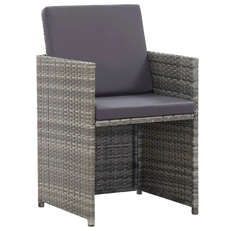 Ensemble de salle à manger d'extérieur et coussins 17 pcs Gris - 7
