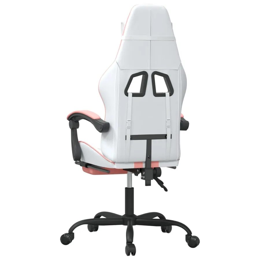 Chaise de jeu avec repose-pied Blanc et rose Similicuir - 5