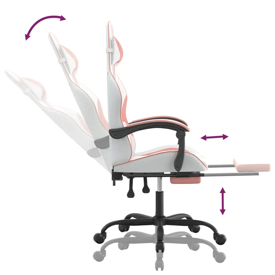 Chaise de jeu avec repose-pied Blanc et rose Similicuir - 7