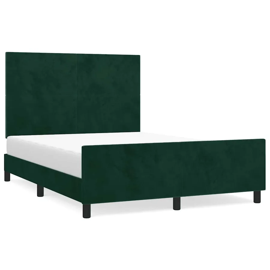 Cadre de lit sans matelas vert foncé 140x200 cm velours - 2