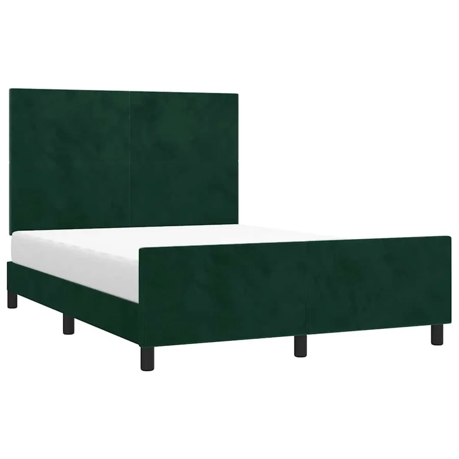 Cadre de lit sans matelas vert foncé 140x200 cm velours - 3