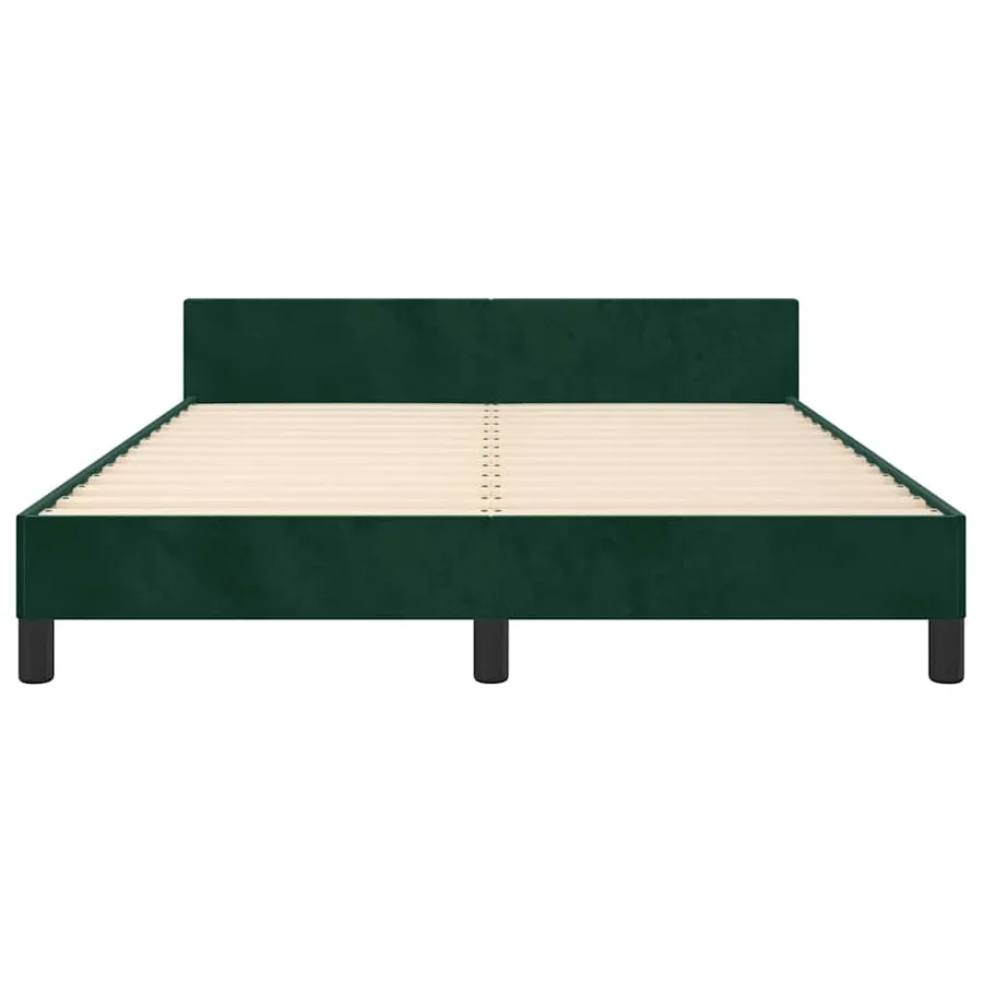 Cadre de lit sans matelas vert foncé 140x200 cm velours - 6