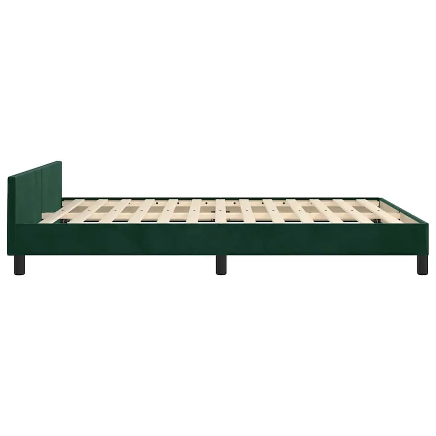 Cadre de lit sans matelas vert foncé 140x200 cm velours - 7