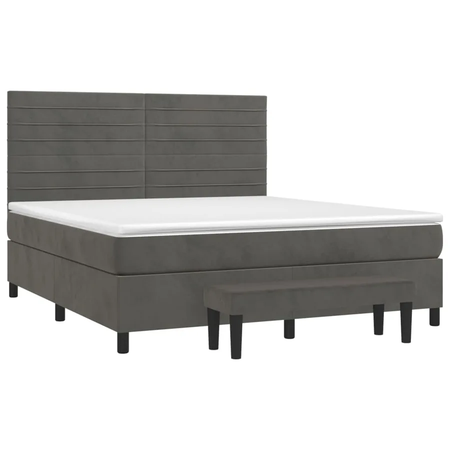 Sommier à lattes de lit et matelas Gris foncé 180x200cm Velours - 3