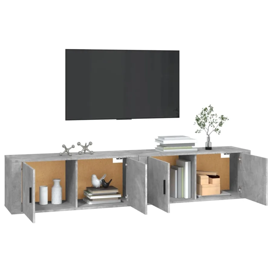 Meubles TV muraux 2 pcs gris béton 100x34,5x40 cm - 3