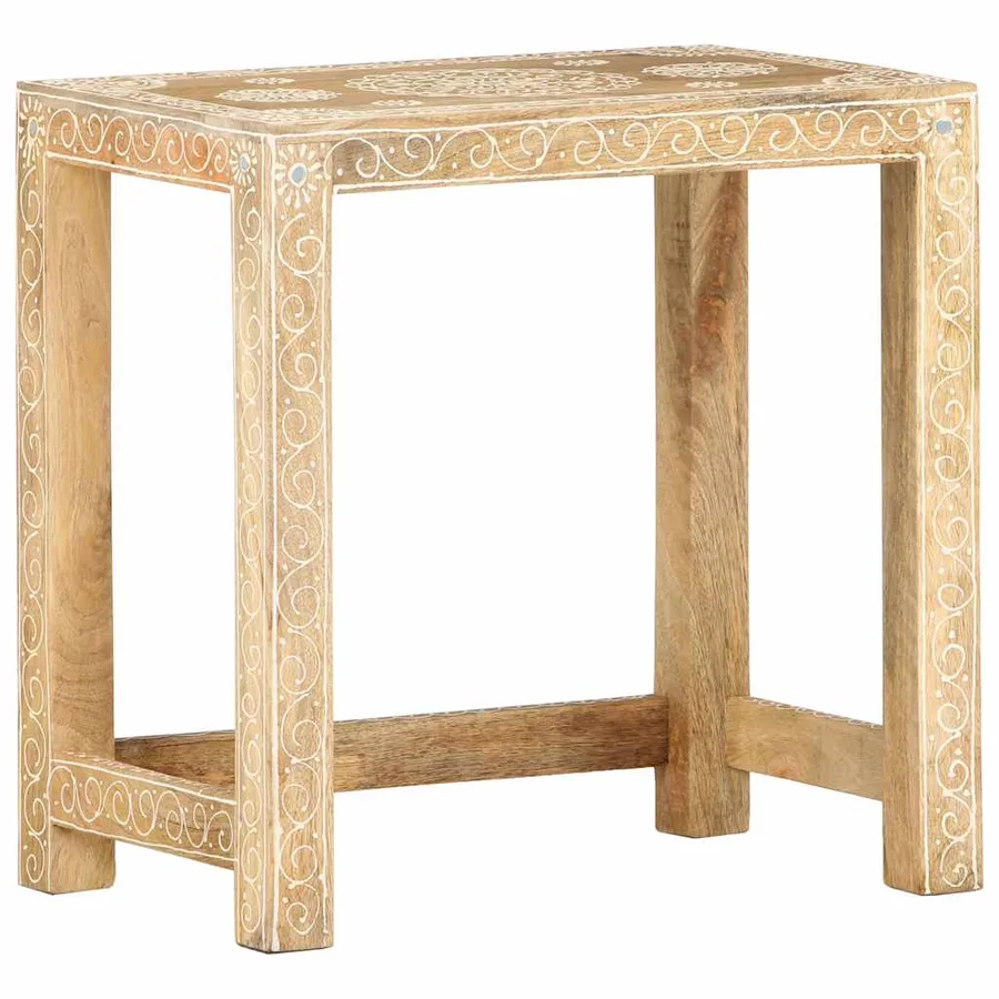 Tables d'appoint peintes à la main 2pcs Bois de Manguier solide - 4