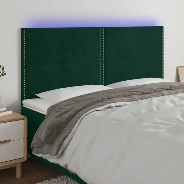 Tête de lit à LED Vert foncé 180x5x118/128 cm Velours