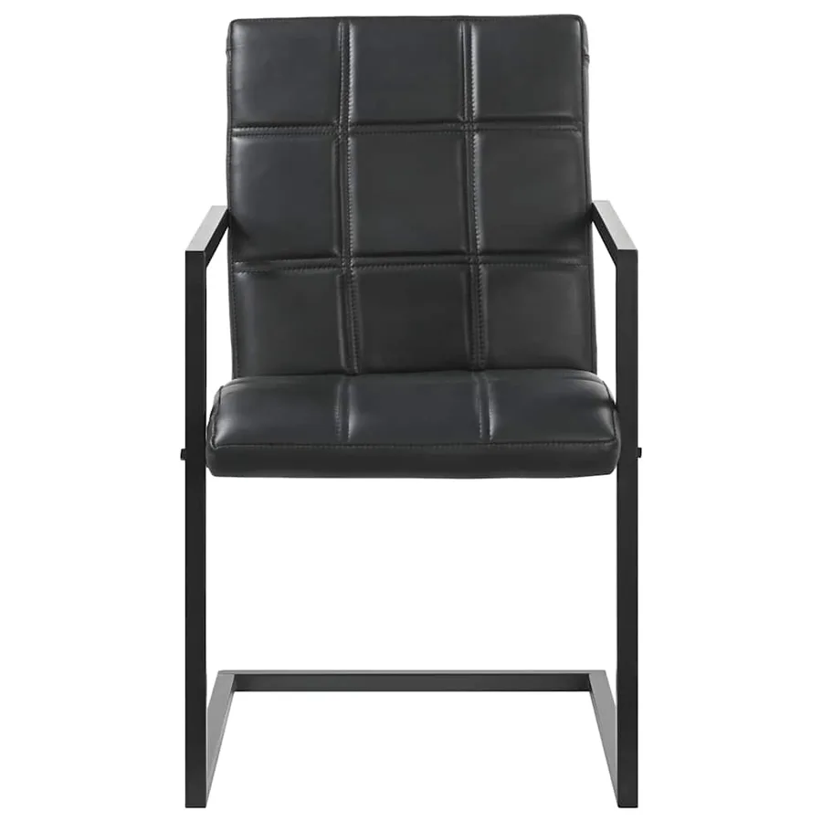 Chaises à manger cantilever lot de 2 noir cuir véritable - 2
