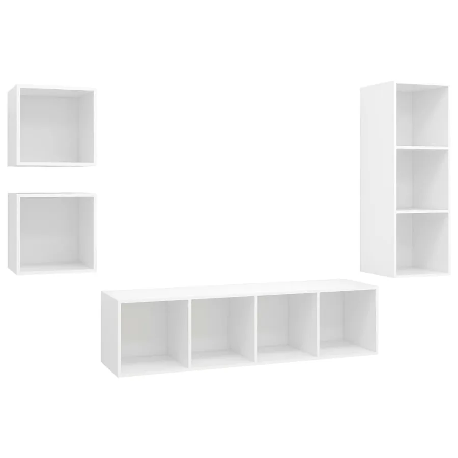 Ensemble de meuble TV 4 pcs Blanc Bois d'ingénierie - 2