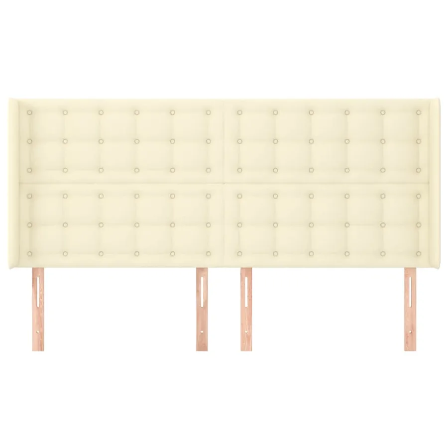 Tête de lit avec oreilles Crème 183x16x118/128 cm Similicuir - 3