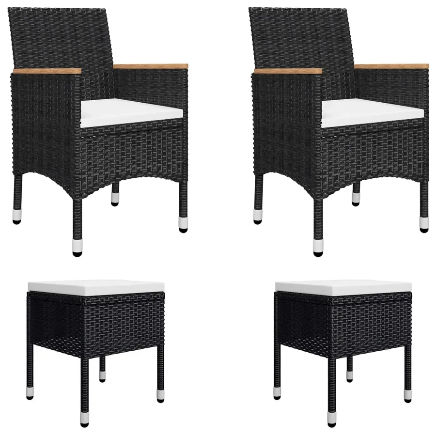 Ensemble à manger de jardin 5 pcs Noir - 2