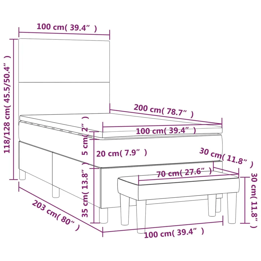 Sommier à lattes de lit avec matelas Cappuccino 100x200 cm - 8