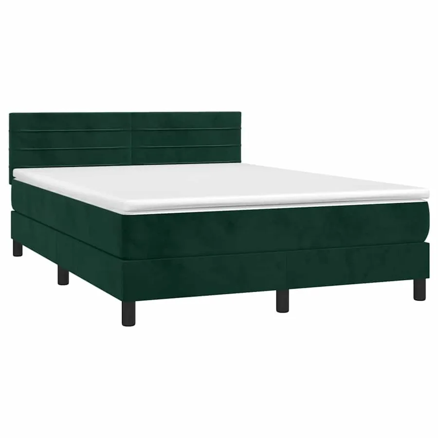Sommier à lattes de lit avec matelas LED Vert foncé 140x190 cm - 3
