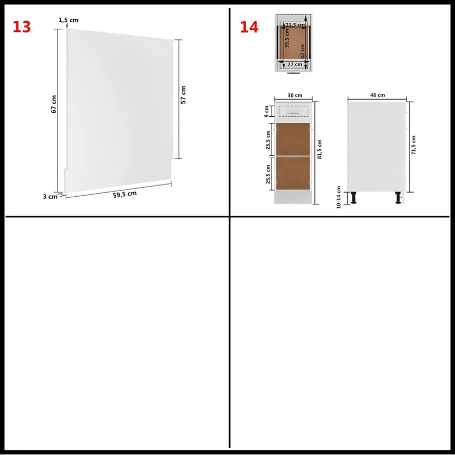 Ensemble de 14 meubles de cuisine "Lyon" en bois d'ingénierie blanc - 11