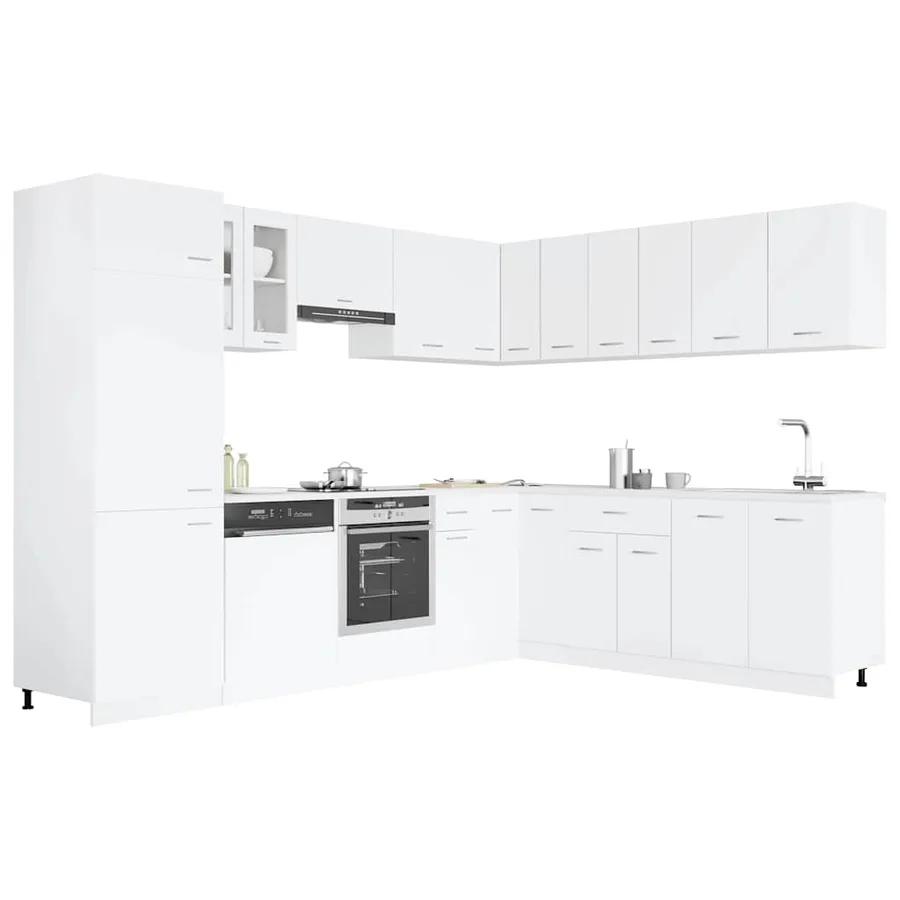 Ensemble de 14 meubles de cuisine "Lyon" en bois d'ingénierie blanc - 2