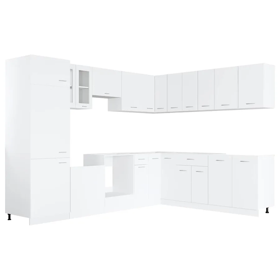 Ensemble de 14 meubles de cuisine "Lyon" en bois d'ingénierie blanc - 3