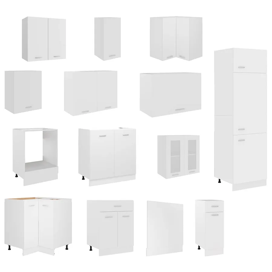 Ensemble de 14 meubles de cuisine "Lyon" en bois d'ingénierie blanc - 4
