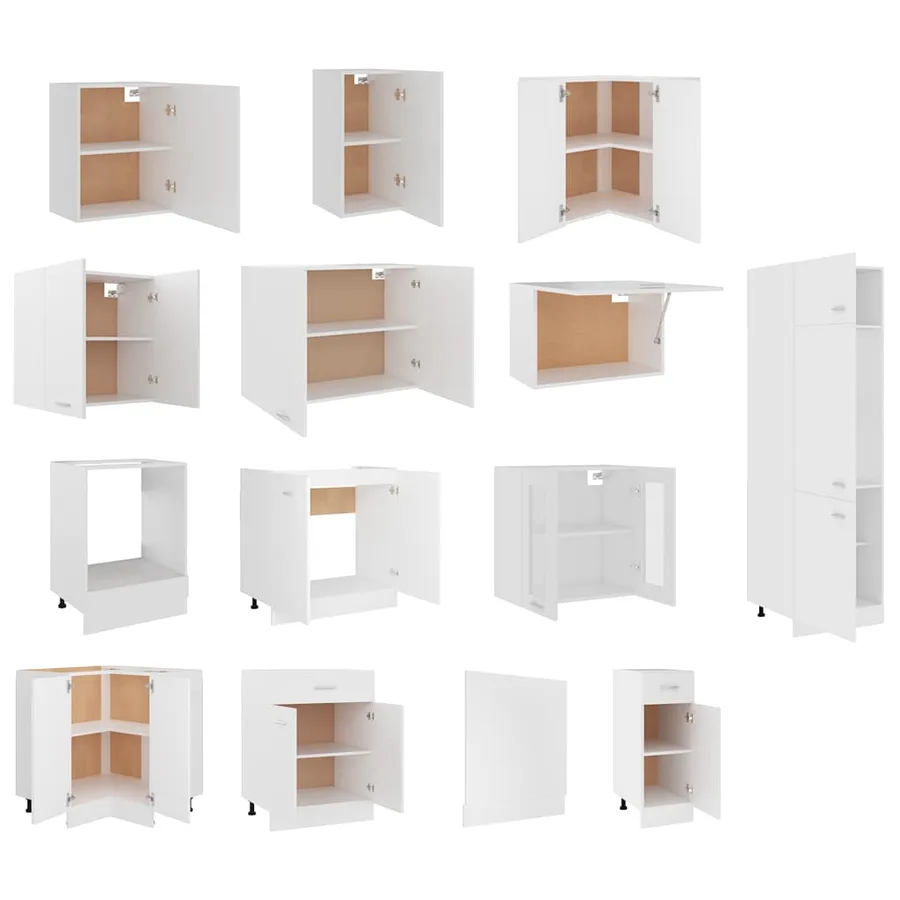 Ensemble de 14 meubles de cuisine "Lyon" en bois d'ingénierie blanc - 5